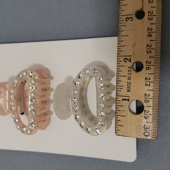 NWT J Crew Crewcuts Pearl Rhinestone Hair Accessory Small Jaw Hair Clips - Picture 5 of 5